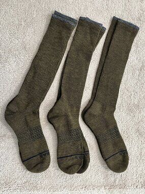 Lot of 3 Bombas Merino Wool Midweight Crew Socks Size L (Men's 9.5-13, Wo 11-13)